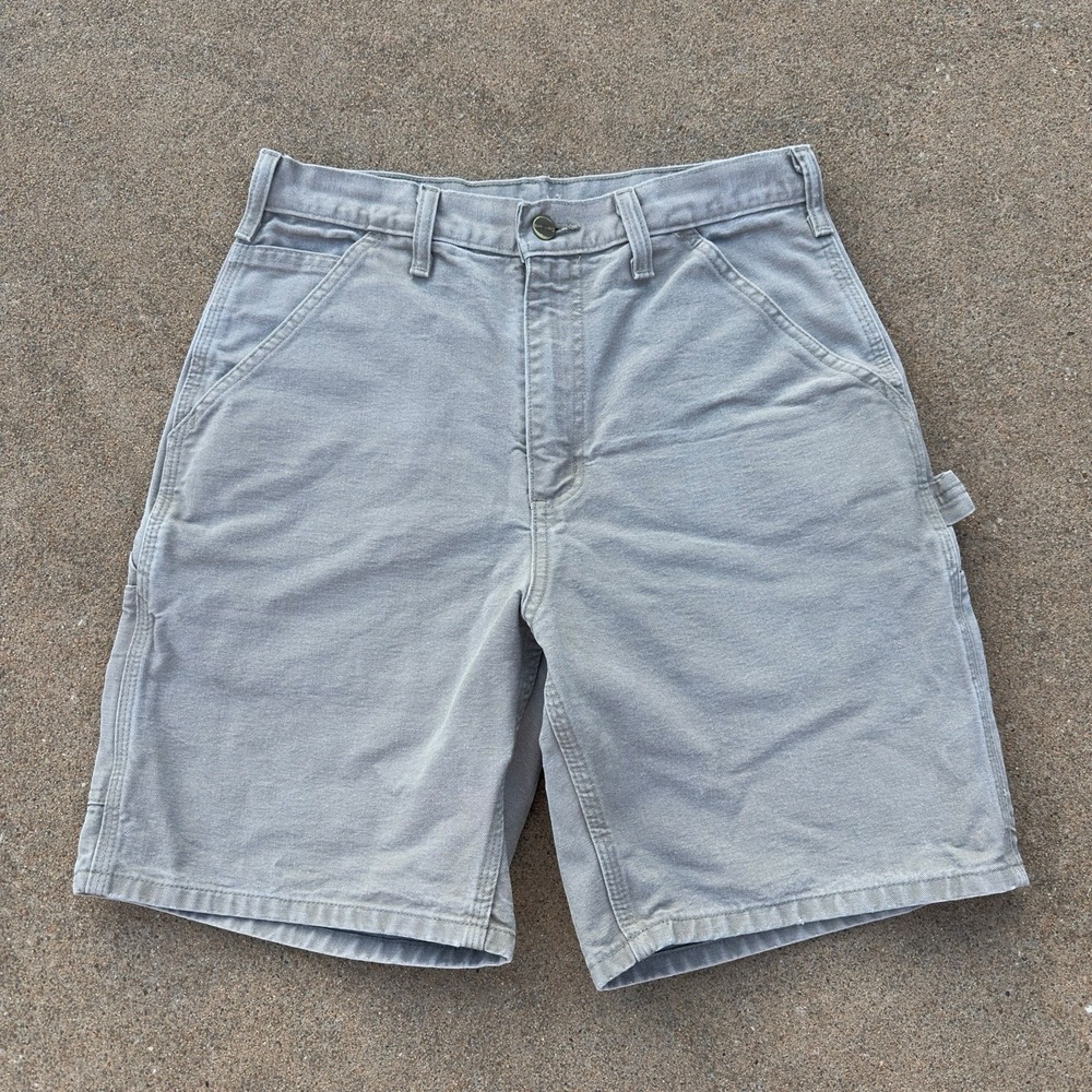 VTG Carhartt B25 DES Duck Canvas Carpenter Cargo Beige Shorts Men's Size 30 (28)